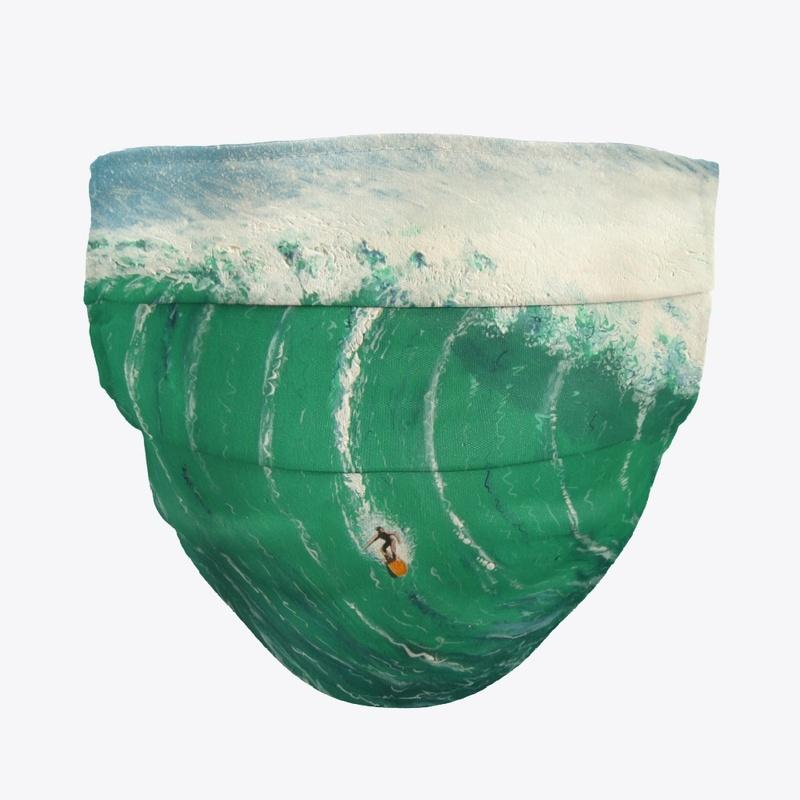 Surfer Riding a Huge Green Wave